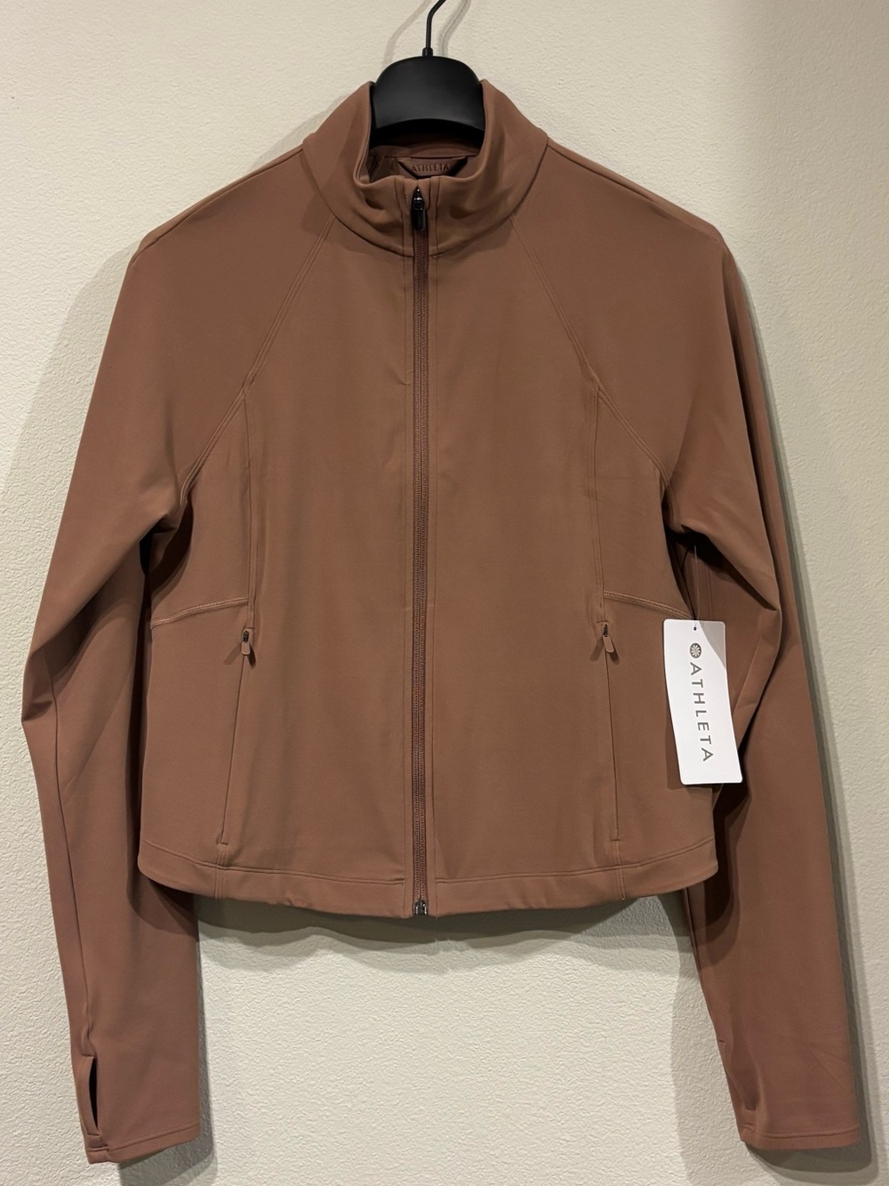 Athleta Salutation Brown Cropped Zip Up Yoga Jacket Size L
